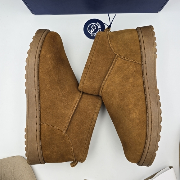 NIB White Mountain Inspo Leather & Faux Fur Ankle Booties, Whiskey/Suede, Sz. 10 - Picture 14 of 16